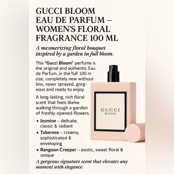 GUCCI Bloom Eau De Parfum – Women’s Luxury Floral Scent 100 ml - Picture 13 of 17